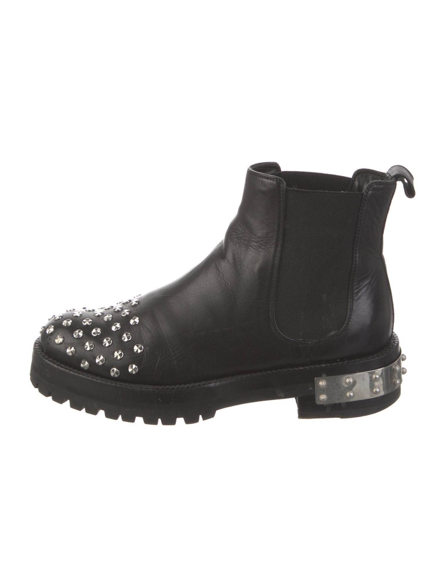 Alexander McQueen Leather Studded Accents Chelsea Boots