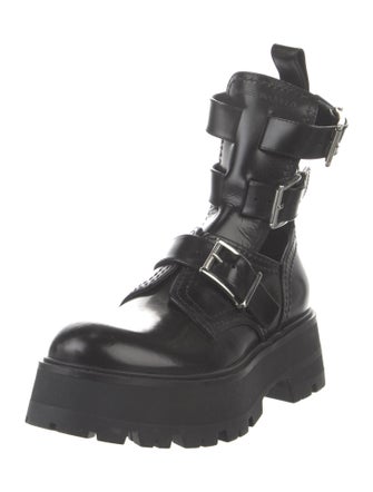 Alexander McQueen Leather Cutout Accent Combat Boots