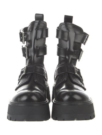 Alexander McQueen Leather Cutout Accent Combat Boots