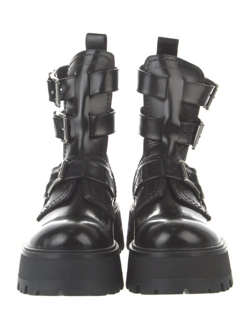 Alexander McQueen Leather Cutout Accent Combat Boots