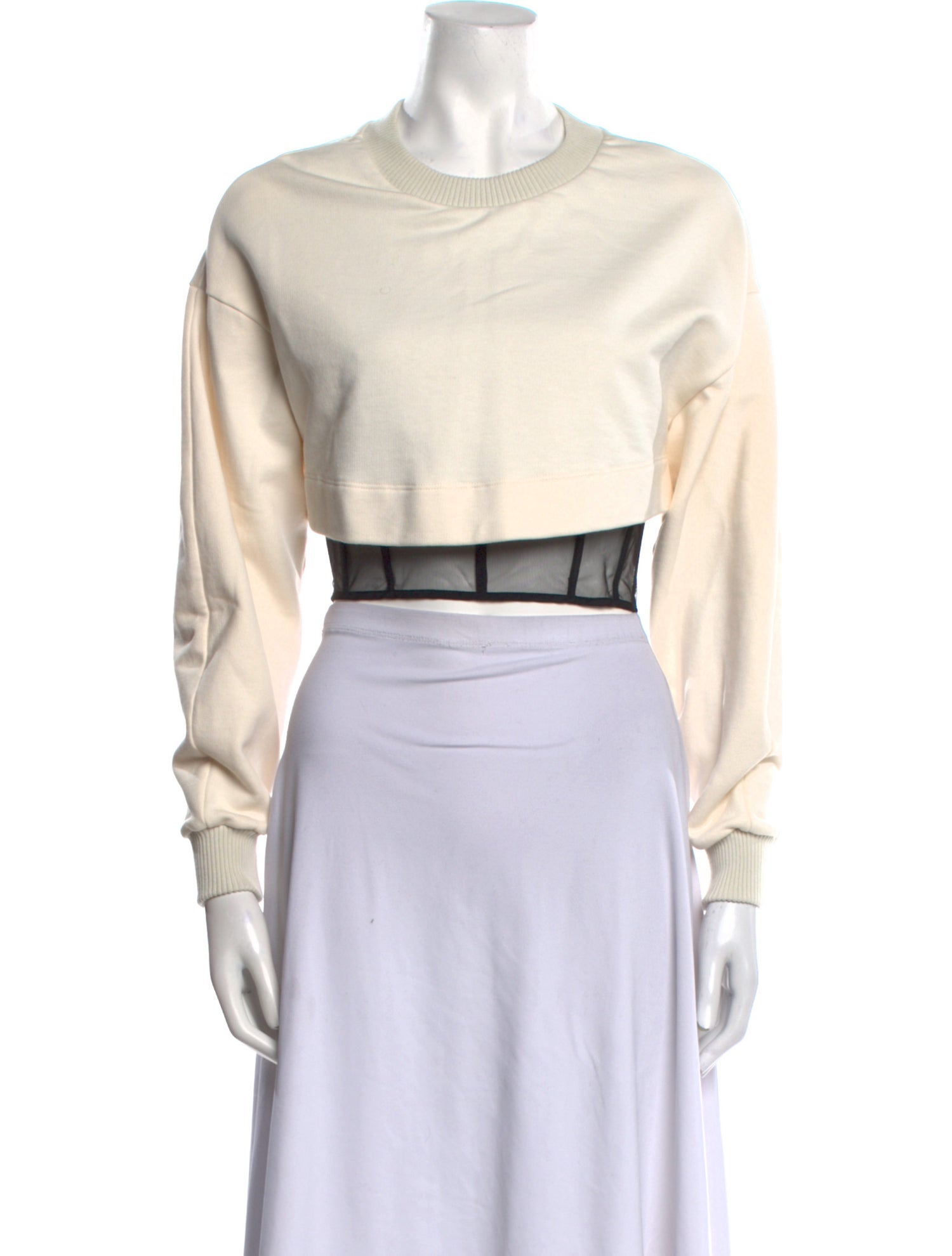 Alexander McQueen Crew Neck Long Sleeve Crop Top