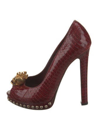 Alexander McQueen Skull Snakeskin Pumps