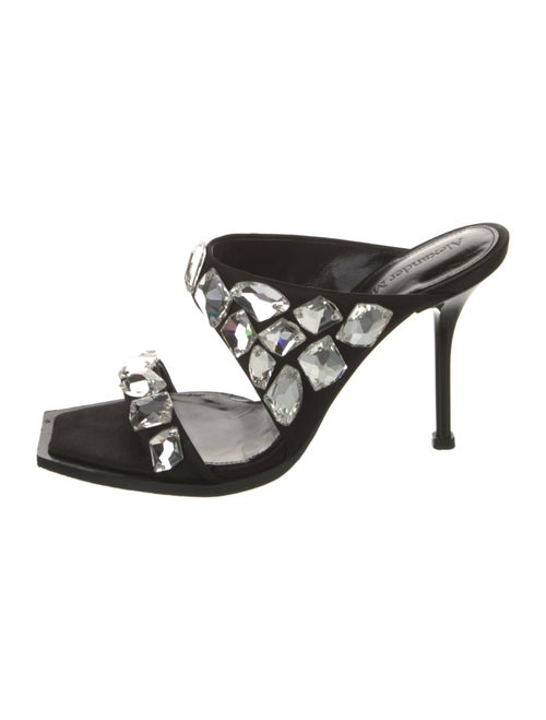 Alexander McQueen Satin Crystal Embellishments Slides