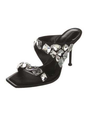 Alexander McQueen Satin Crystal Embellishments Slides