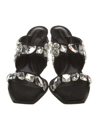 Alexander McQueen Satin Crystal Embellishments Slides