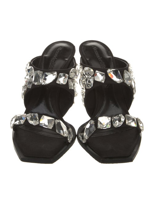 Alexander McQueen Satin Crystal Embellishments Slides