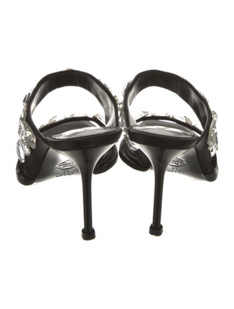 Alexander McQueen Satin Crystal Embellishments Slides