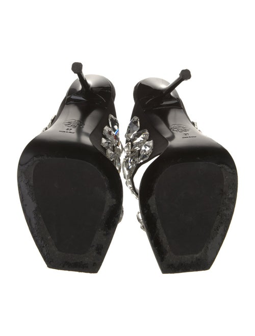 Alexander McQueen Satin Crystal Embellishments Slides