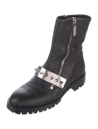 Alexander McQueen Spike Accents Leather Moto Boots