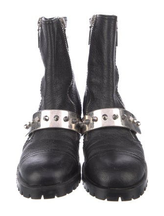 Alexander McQueen Spike Accents Leather Moto Boots