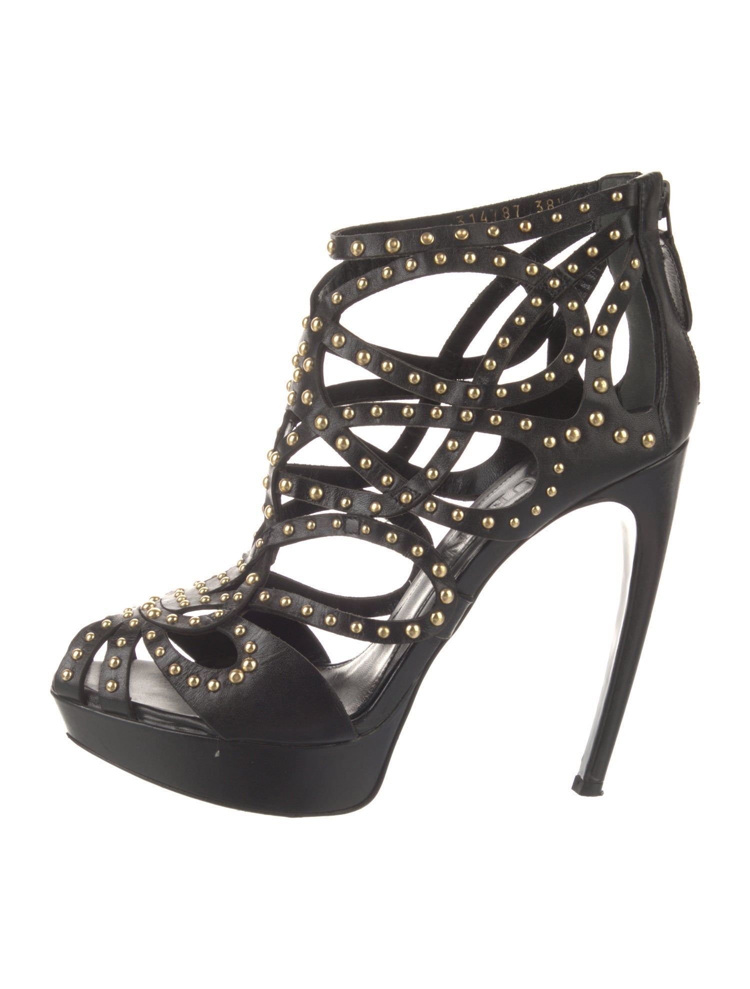 Alexander McQueen Leather Studded Accents Gladiator Sandals