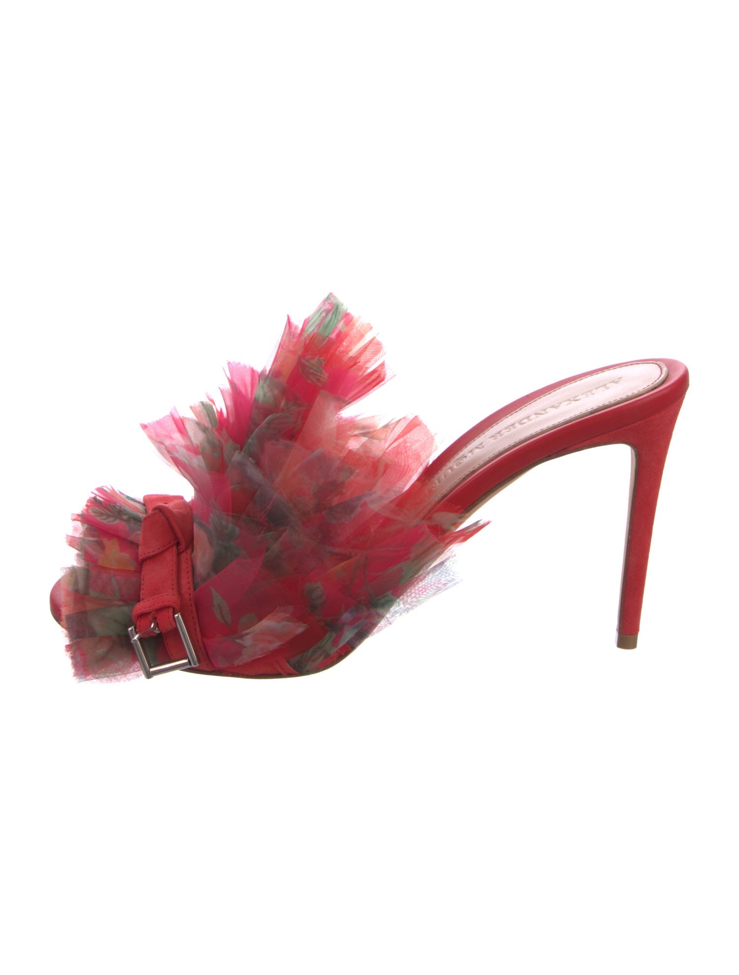 Alexander McQueen Suede Pleated Accents Slides