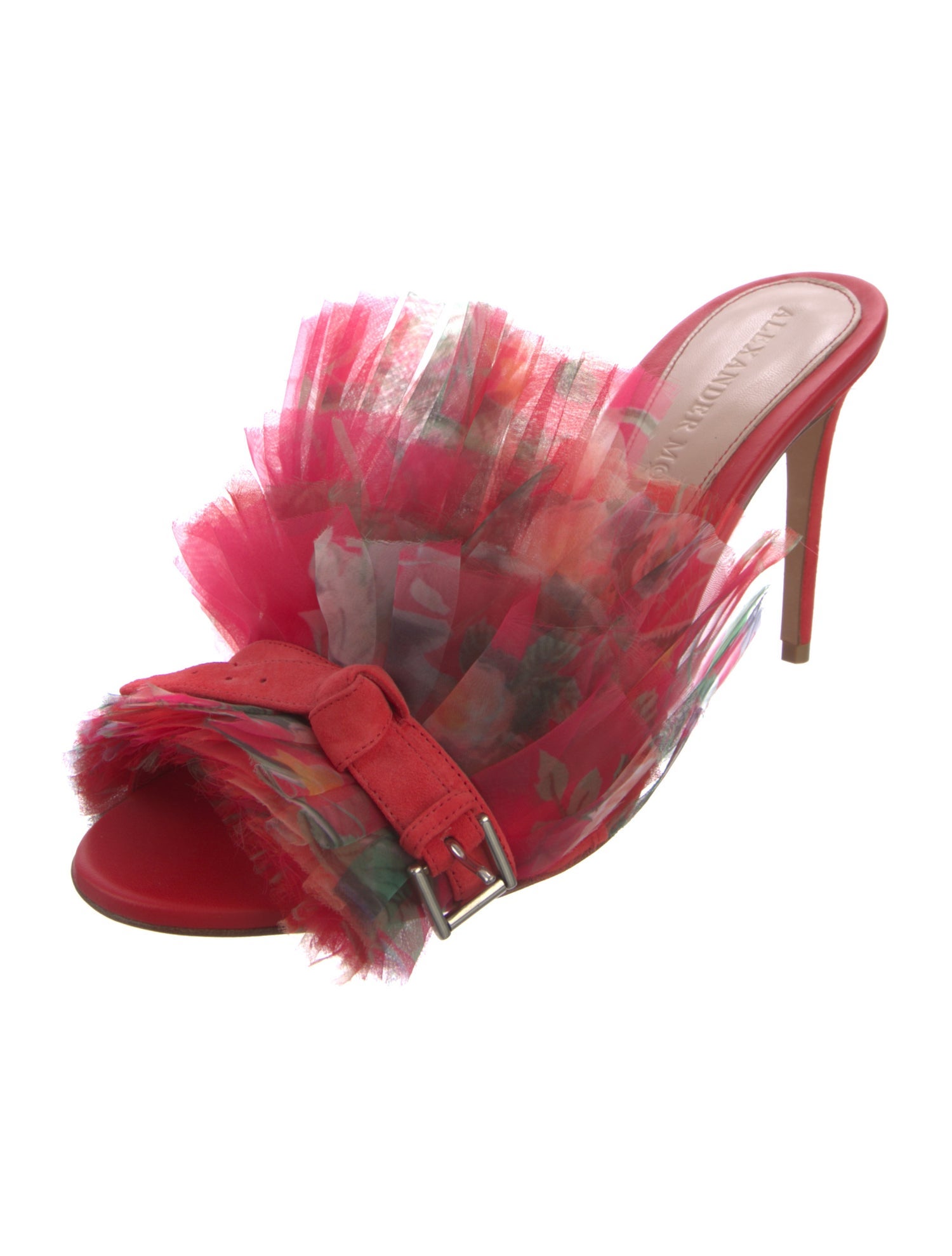 Alexander McQueen Suede Pleated Accents Slides