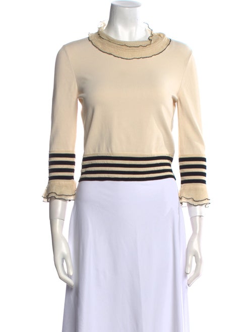 Alexander McQueen Mock Neck Three-Quarter Sleeve Crop Top