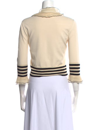 Alexander McQueen Mock Neck Three-Quarter Sleeve Crop Top