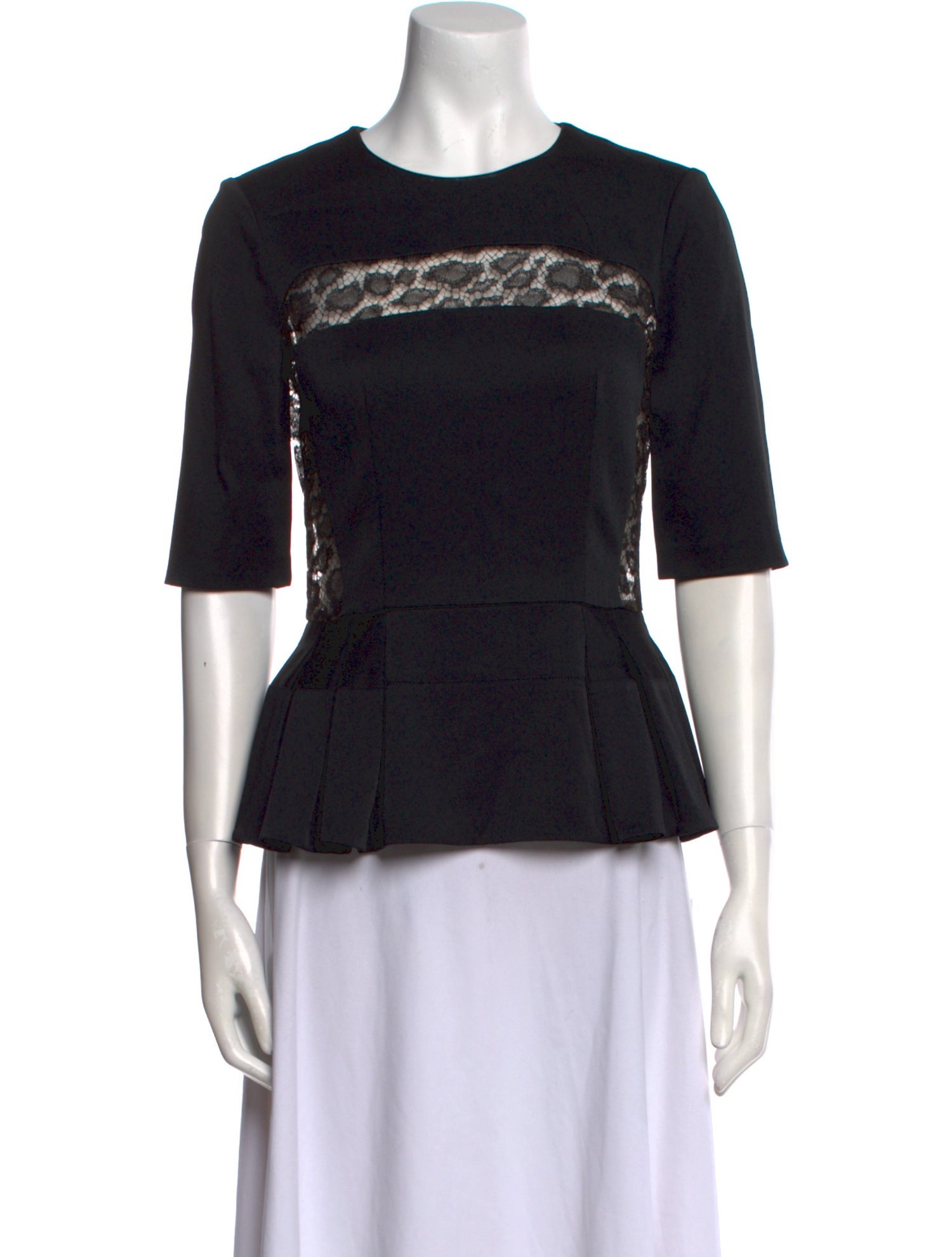 Alexander McQueen Crew Neck Three-Quarter Sleeve Top