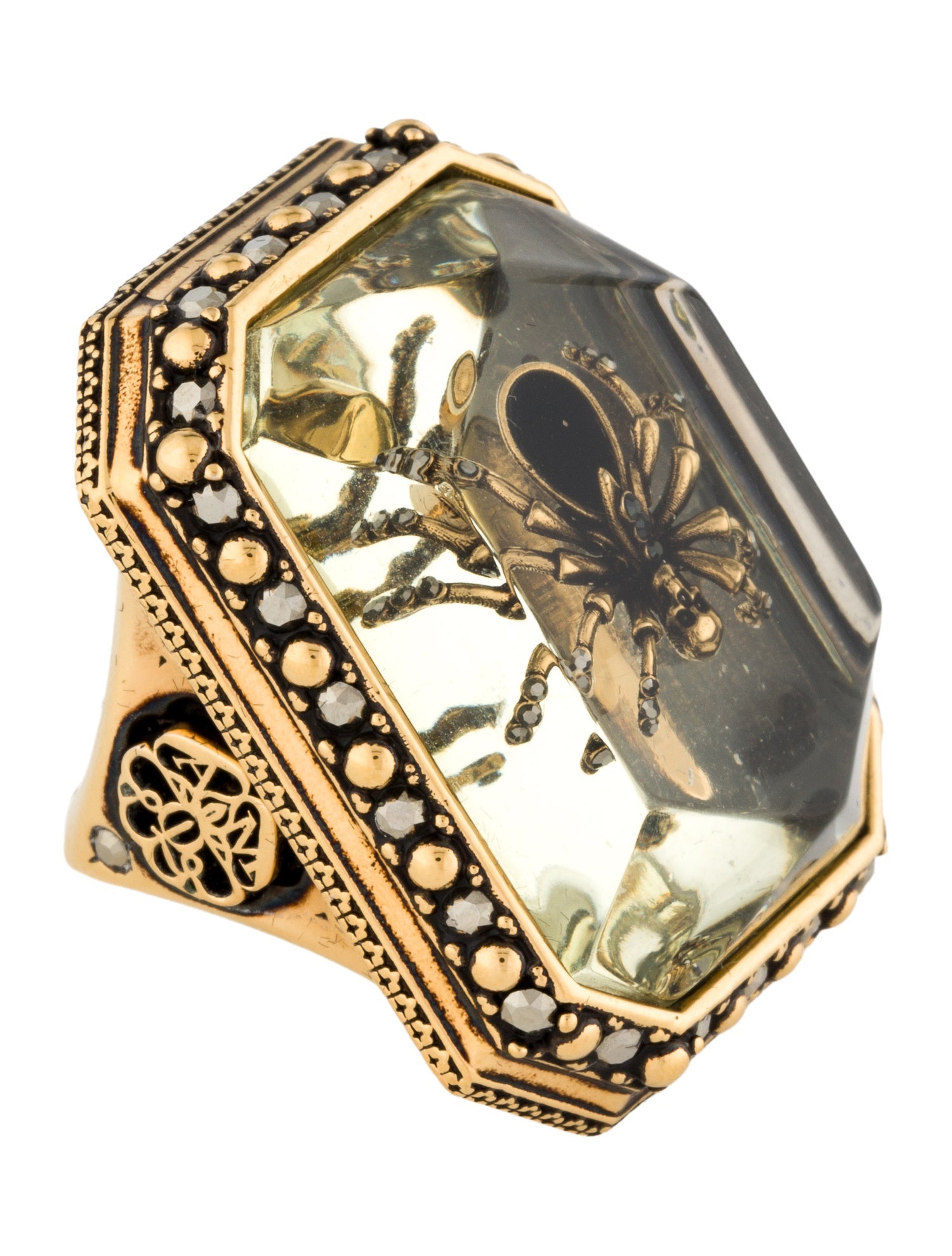 Alexander McQueen Crystal & Glass Spider Cocktail Ring