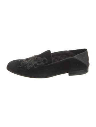 Alexander McQueen Velvet Embroidered Accent Loafers