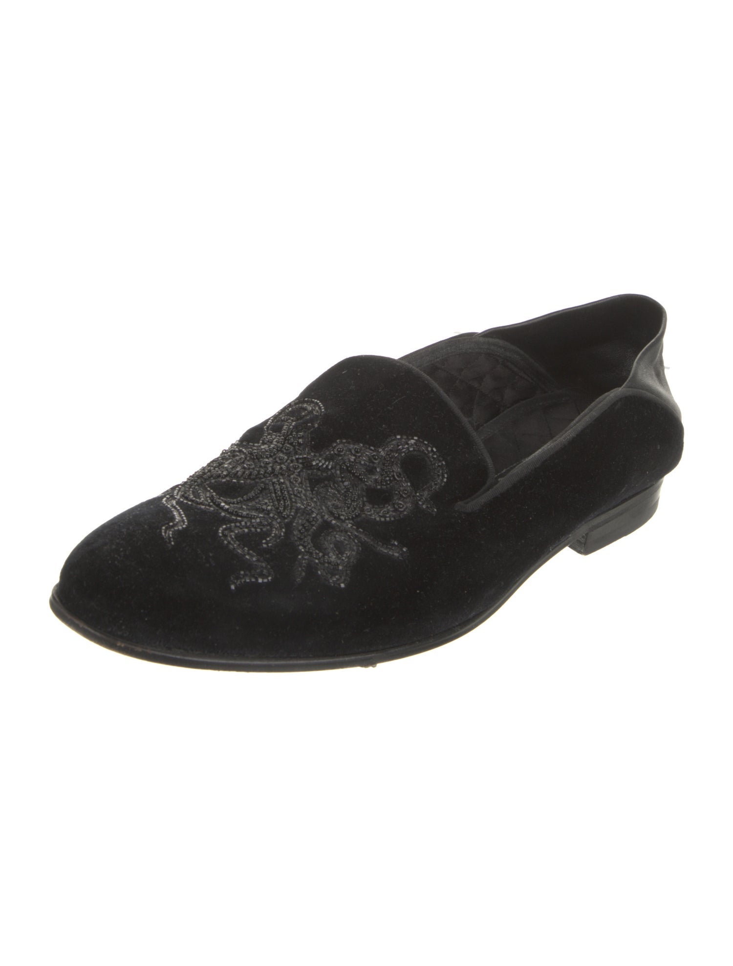 Alexander McQueen Velvet Embroidered Accent Loafers