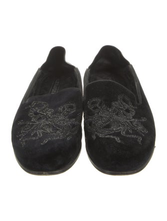 Alexander McQueen Velvet Embroidered Accent Loafers