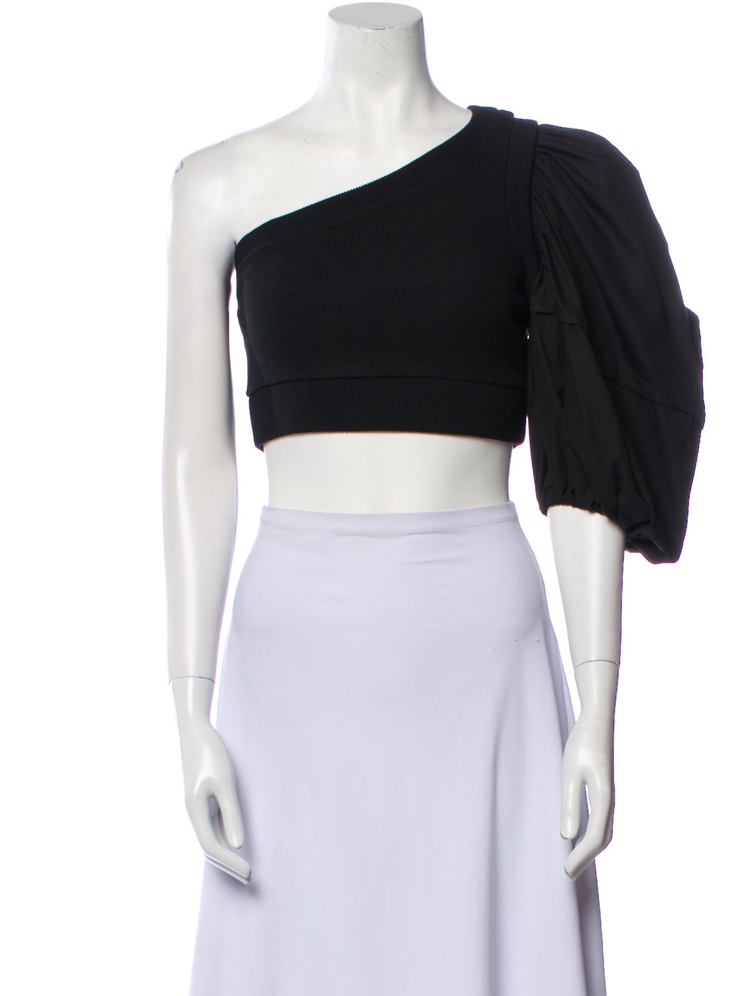 Alexander McQueen One-Shoulder Short Sleeve Crop Top