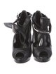 Alexander McQueen Leather Cutout Accent T-Strap Pumps