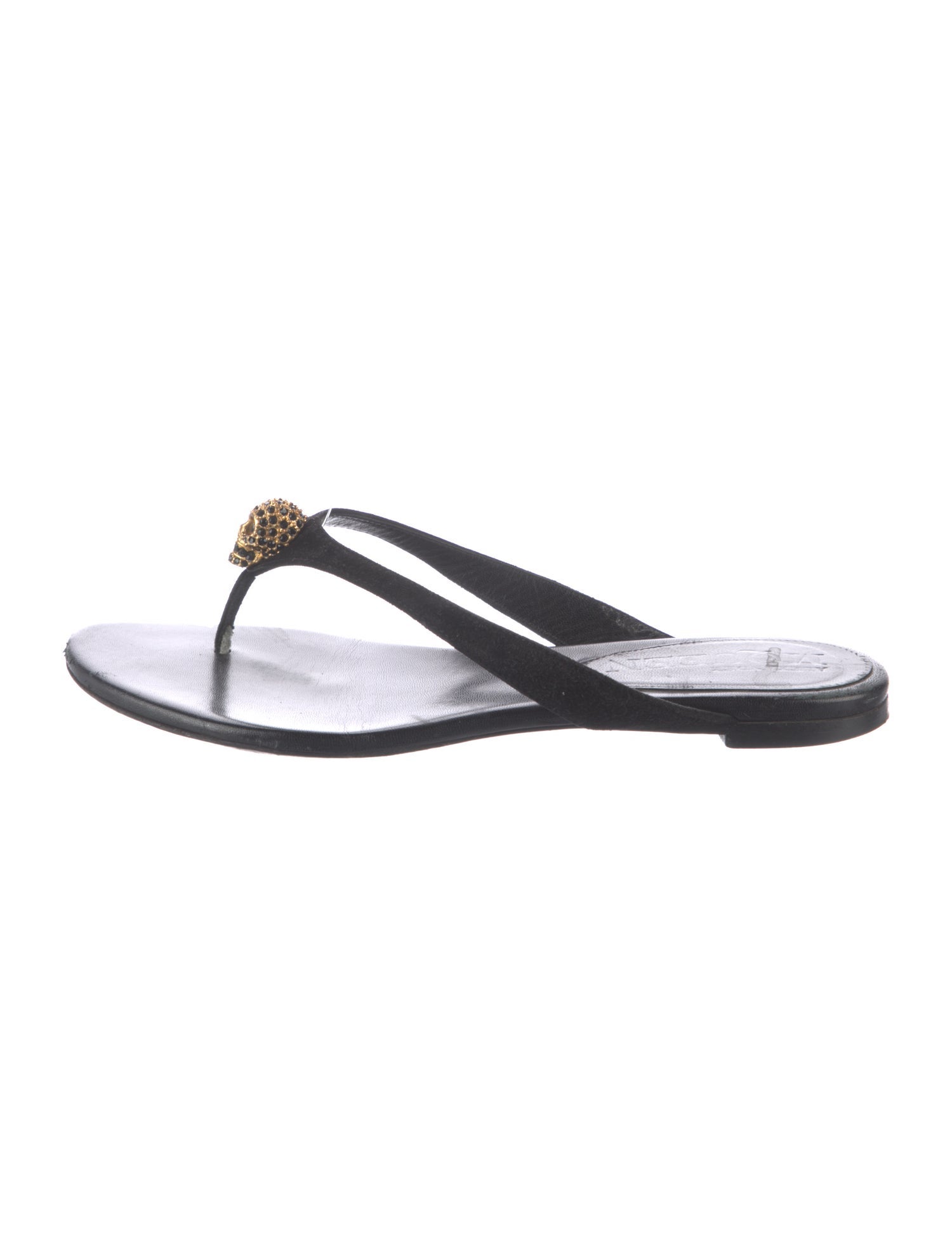 Alexander McQueen Skull Suede Flip Flops