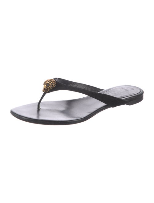 Alexander McQueen Skull Suede Flip Flops