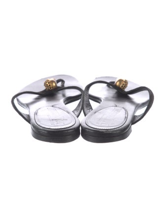 Alexander McQueen Skull Suede Flip Flops