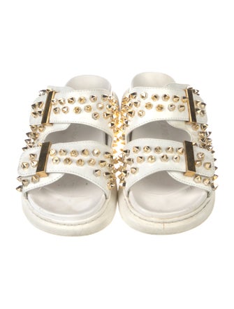 Alexander McQueen Spike Accents Leather Slides