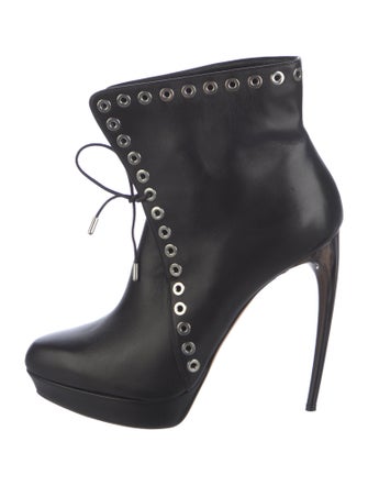 Alexander McQueen Leather Lace-Up Boots