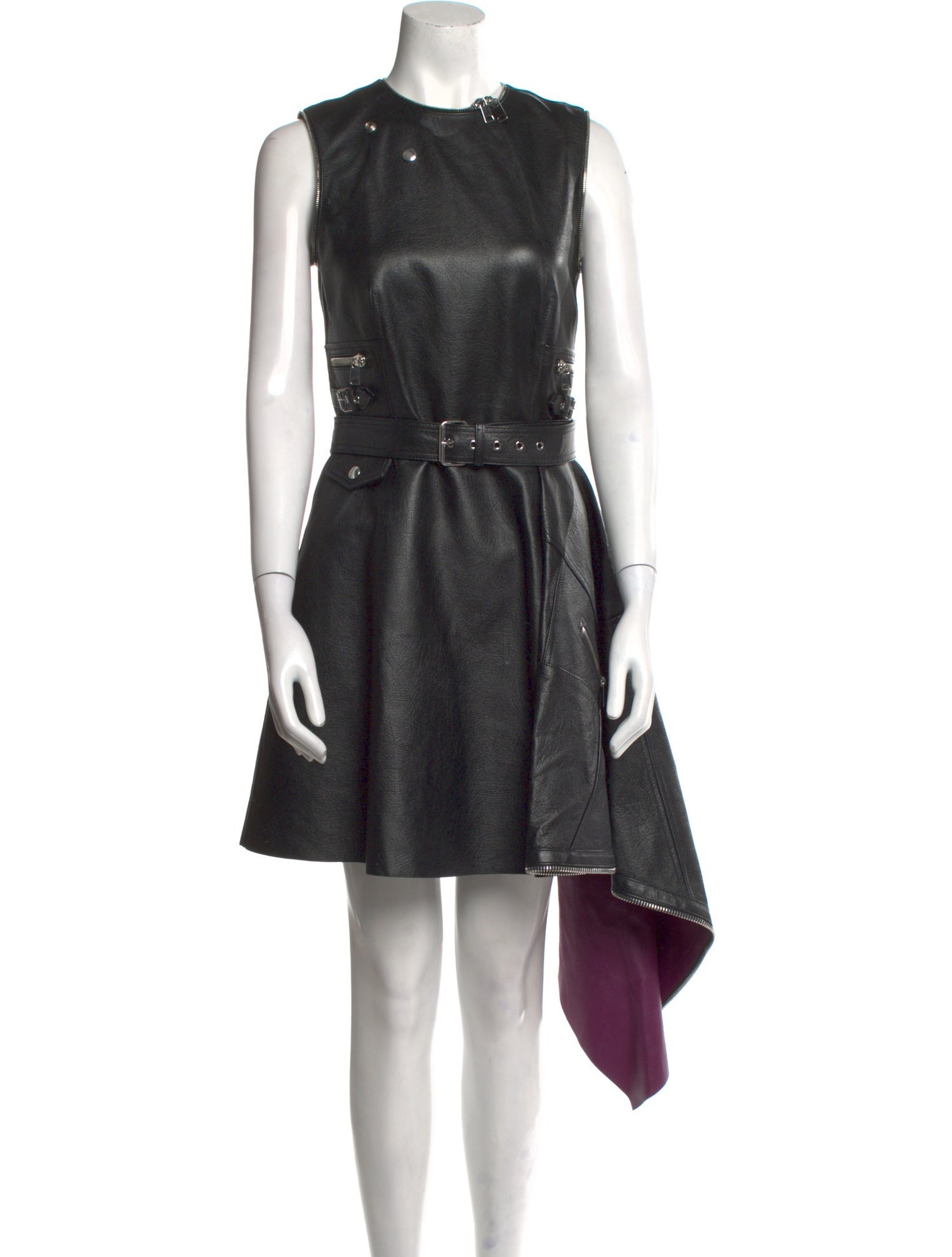 Alexander McQueen Leather Midi Length Dress