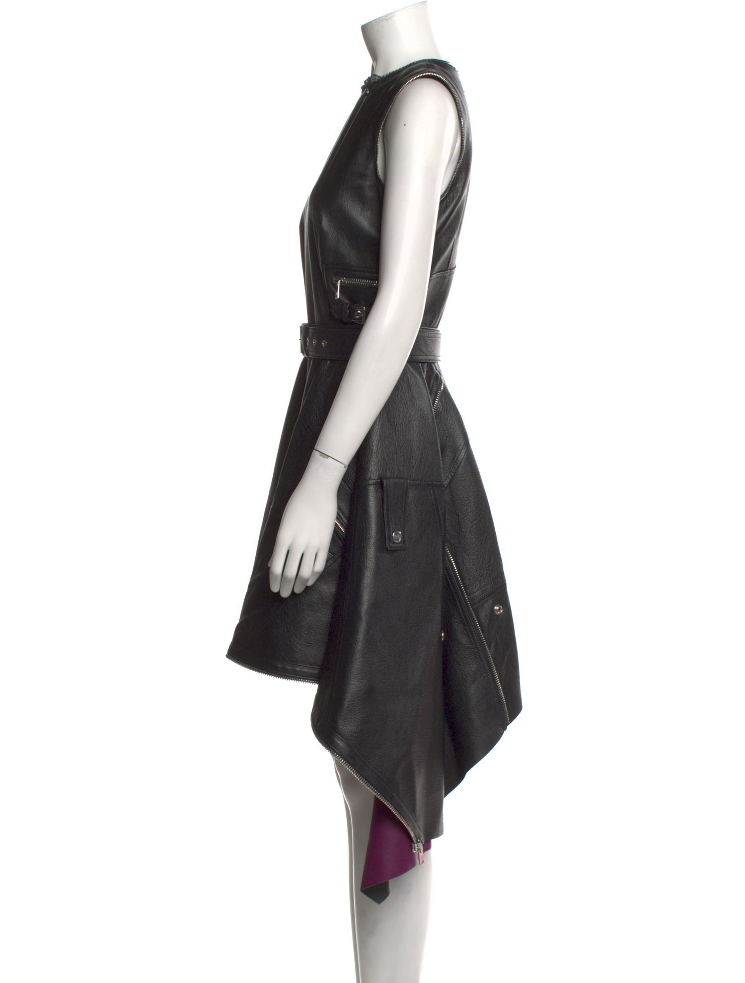 Alexander McQueen Leather Midi Length Dress