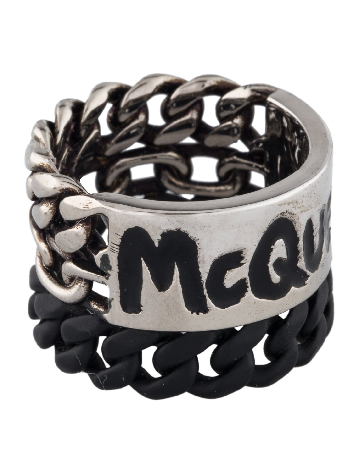 Alexander McQueen Graffiti Curb Chain Ring