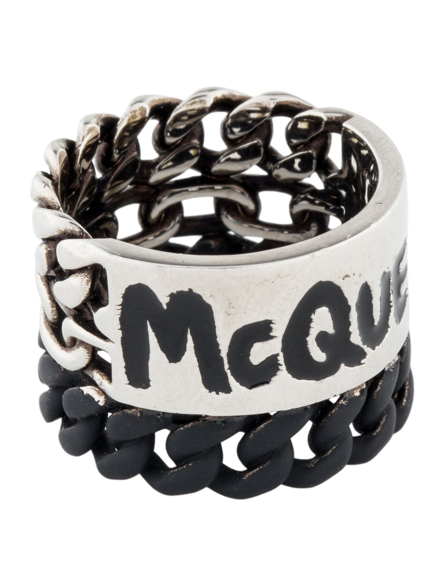 Alexander McQueen Logo Gaff Chain Ring