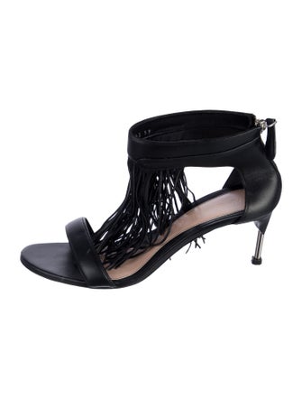 Alexander McQueen Leather Fringe Trim Accent Sandals