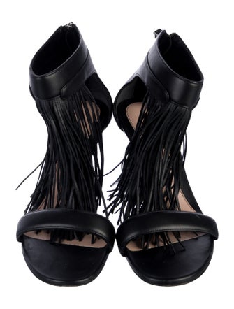 Alexander McQueen Leather Fringe Trim Accent Sandals