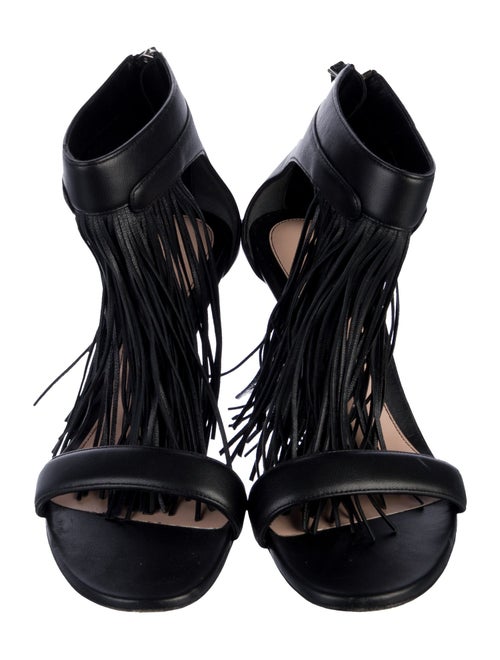 Alexander McQueen Leather Fringe Trim Accent Sandals