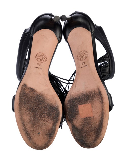 Alexander McQueen Leather Fringe Trim Accent Sandals