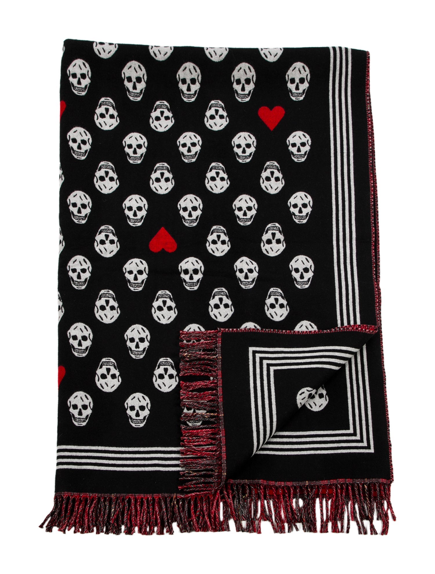Alexander McQueen Wool & Cashmere Skull Printed Throw Blanket w/ Tags