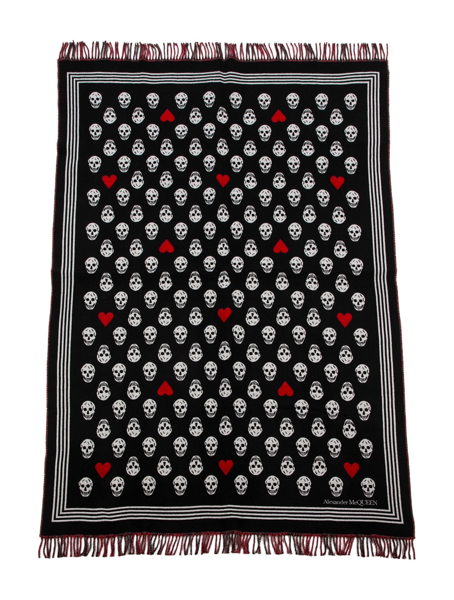 Alexander McQueen Wool & Cashmere Skull Printed Throw Blanket w/ Tags