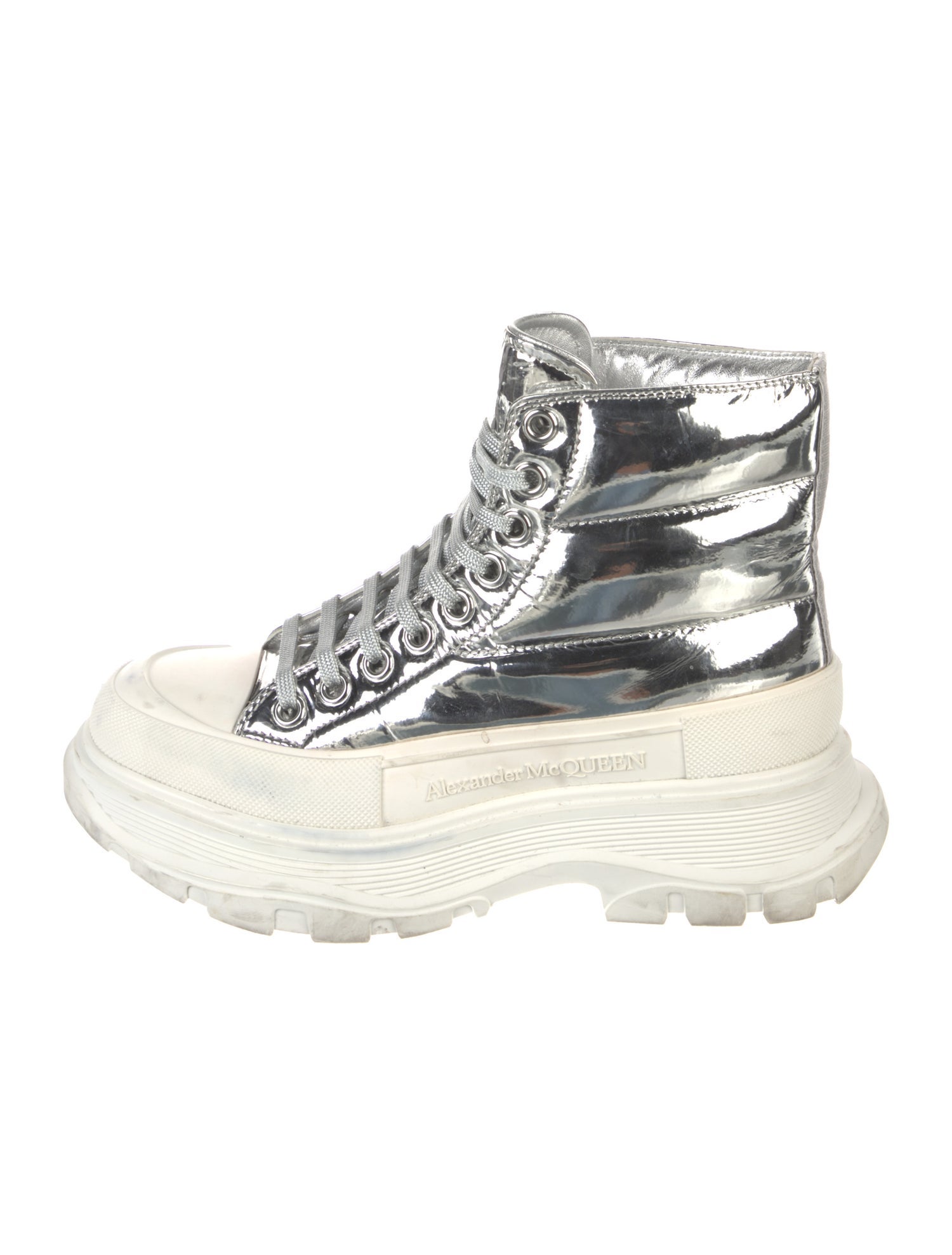 Alexander McQueen Patent Leather Lace-Up Boots