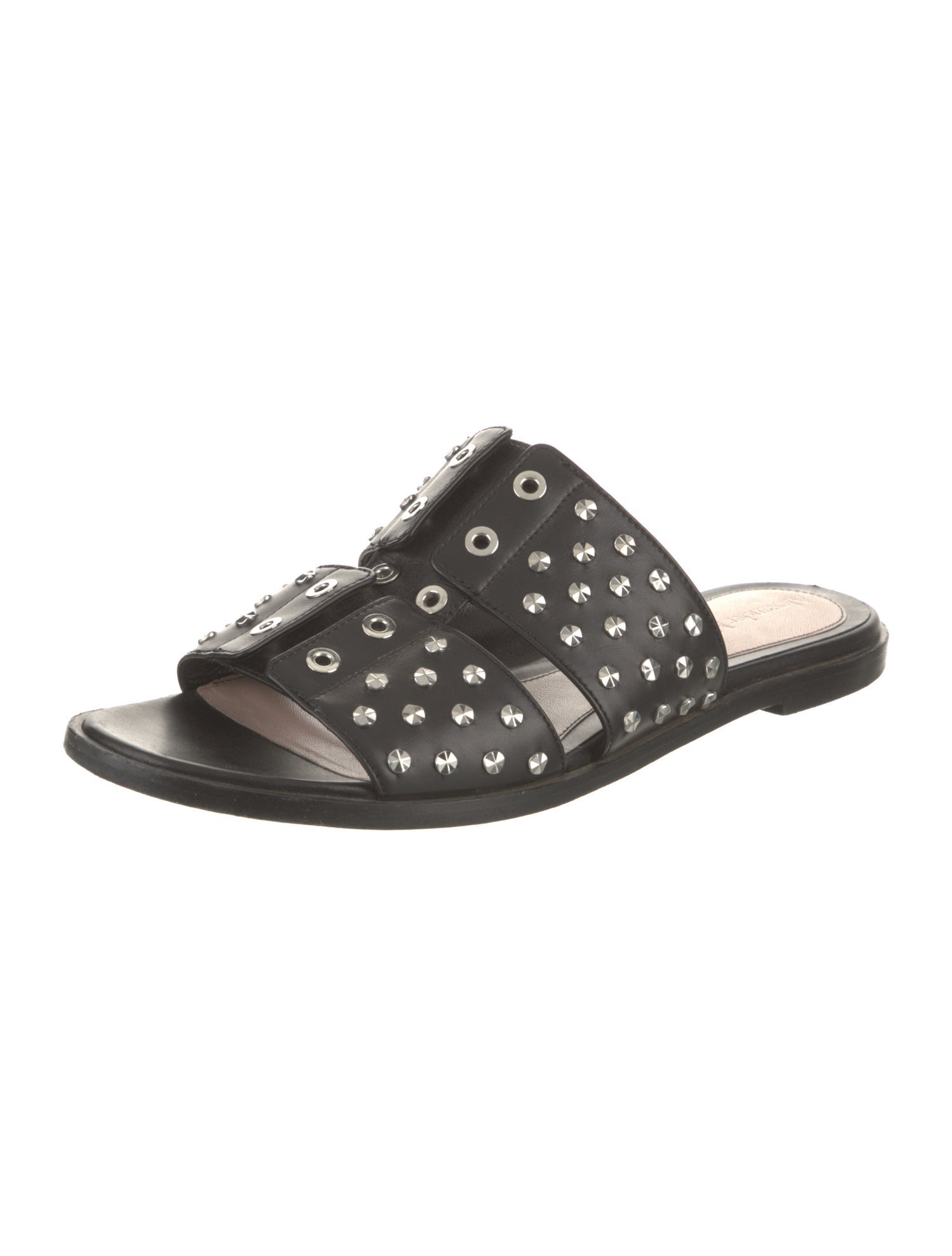 Alexander McQueen Leather Studded Accents Slides
