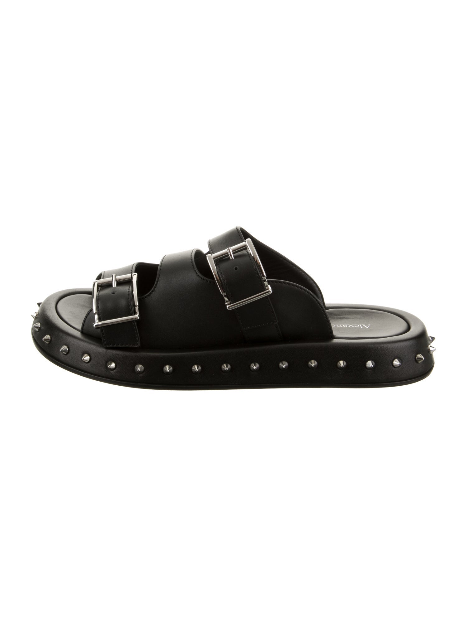 サンダル・ミュール alexander mcqueen Silver leather slippers Alexander Mcqueen Leather Slippers In Silver - 48% Off