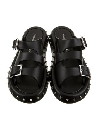 Alexander McQueen Leather Studded Accents Slides
