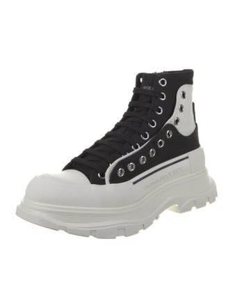 Alexander McQueen Canvas Colorblock Pattern Lace-Up Boots