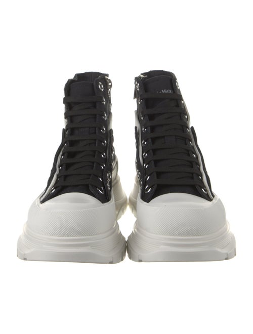 Alexander McQueen Canvas Colorblock Pattern Lace-Up Boots