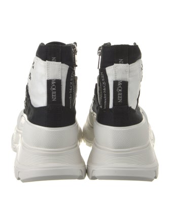 Alexander McQueen Canvas Colorblock Pattern Lace-Up Boots