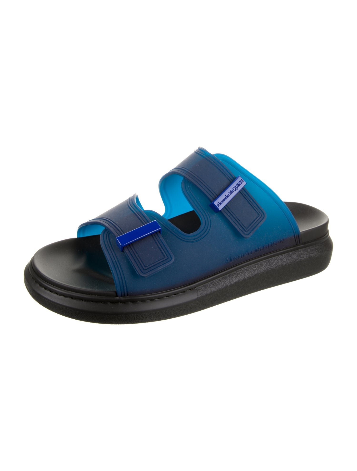 Alexander McQueen Rubber Slides - Blue Sandals, Shoes