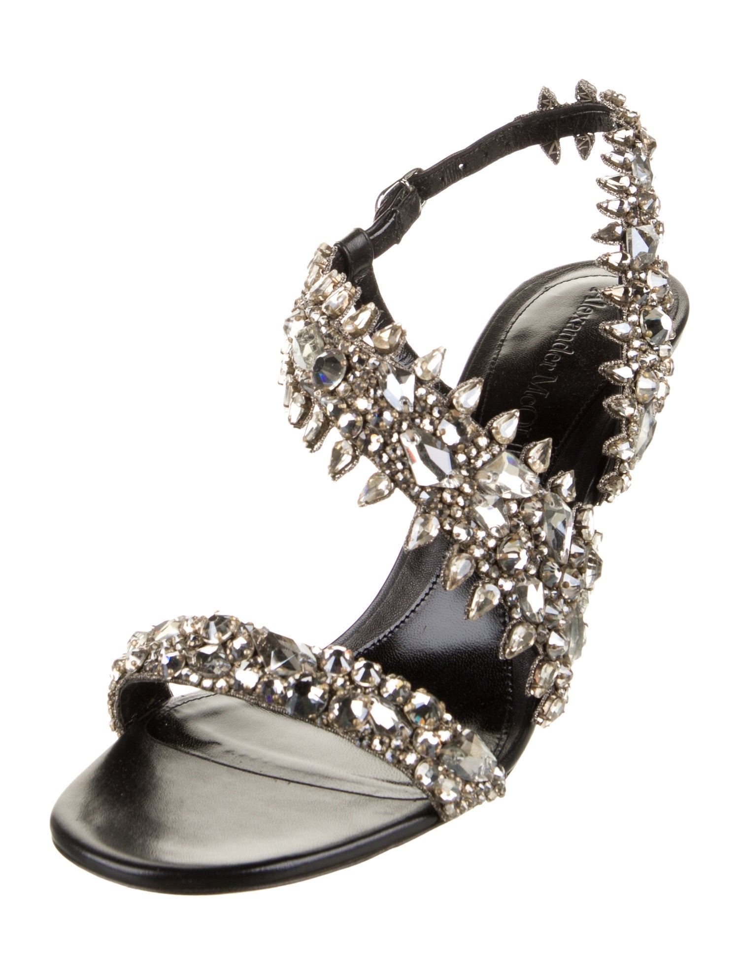 Alexander McQueen Crystal Crystal Embellishments T-Strap Sandals